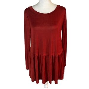 Caralase long sleeve peplum blouse. Size L. Red. Lightweight. NWT